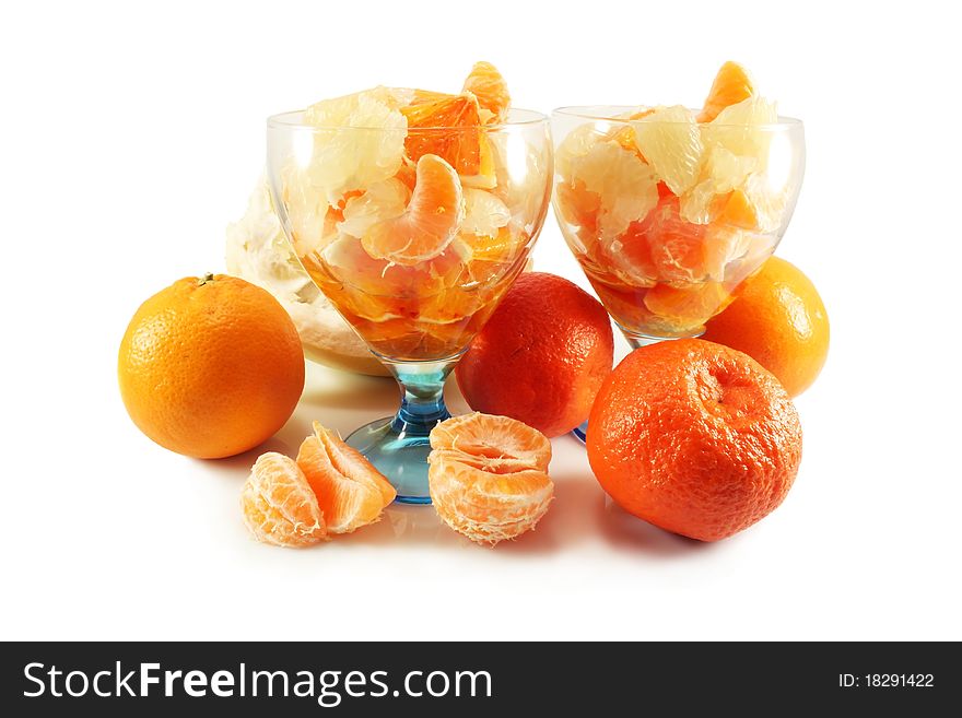 Fruit salad with pomelo, oranges and tangerines