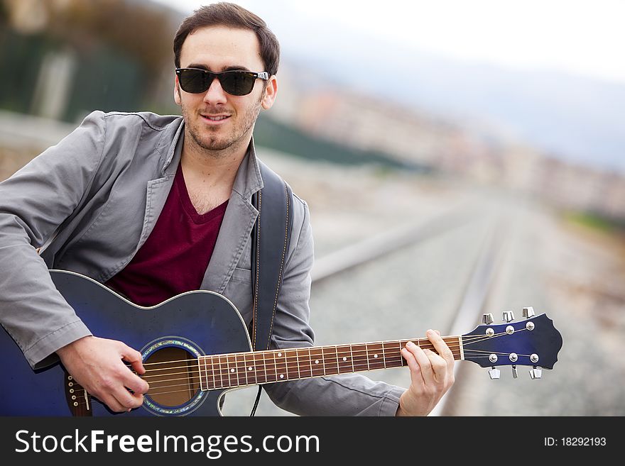 Young guitar performer