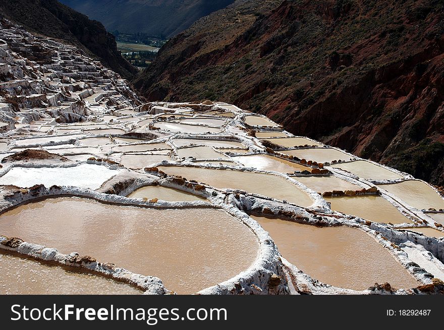 Salt mine on mountain in Peru. Salt mine on mountain in Peru