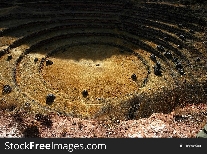 Circular terraces - Inca ruin in Peru. Circular terraces - Inca ruin in Peru