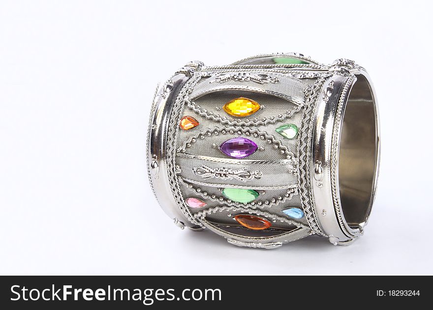 Indian Traditional silver Bangle with Gemstones