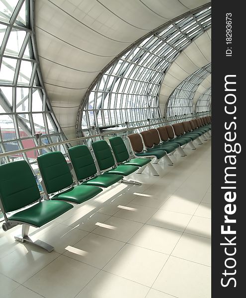 Waiting room, place in airport, perspective view