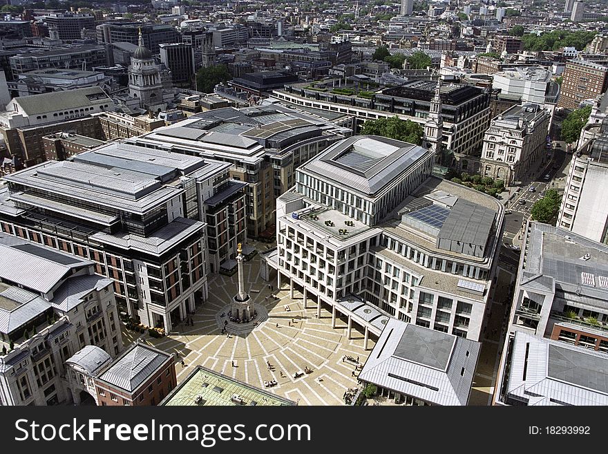 Aerial view with office constructions and monuments from london uk europe. Aerial view with office constructions and monuments from london uk europe