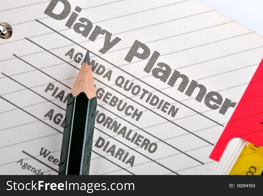 A pencil on Diary planner