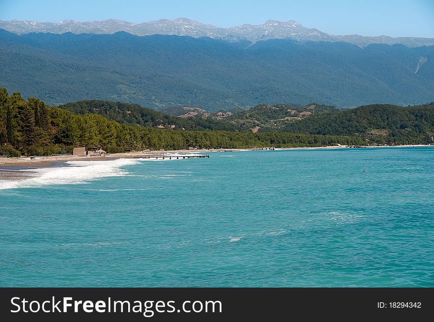 The Caucasian mountains and coast of Black sea. The Caucasian mountains and coast of Black sea.