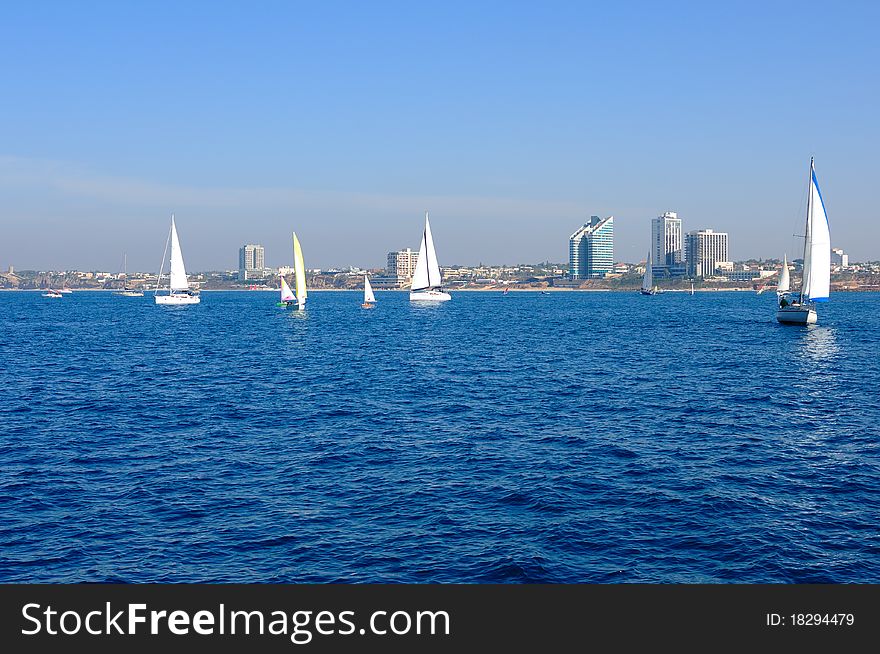 Racing yacht in a sea