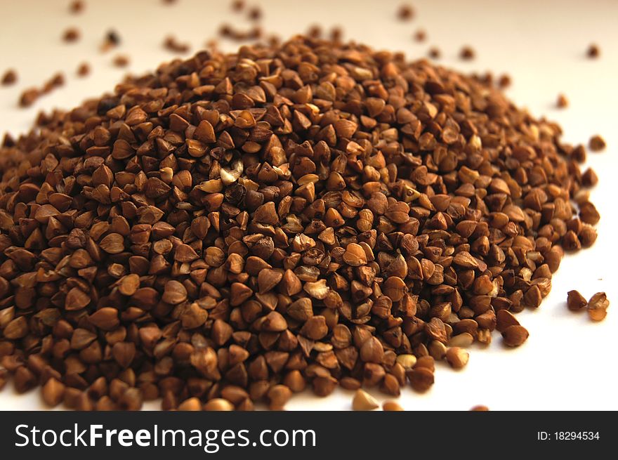 Buckwheat small group on a white background