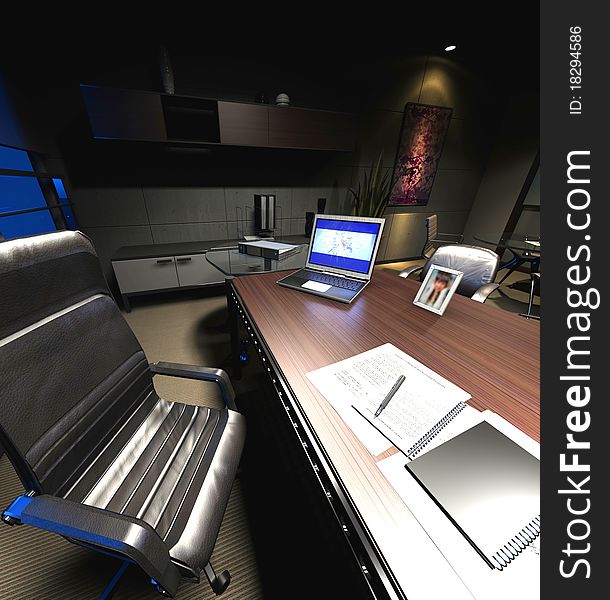 The modern office interior (3D rendering). The modern office interior (3D rendering)