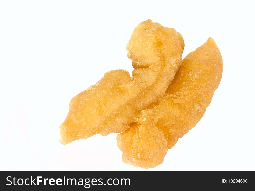 Deep-fried doughstick with white background