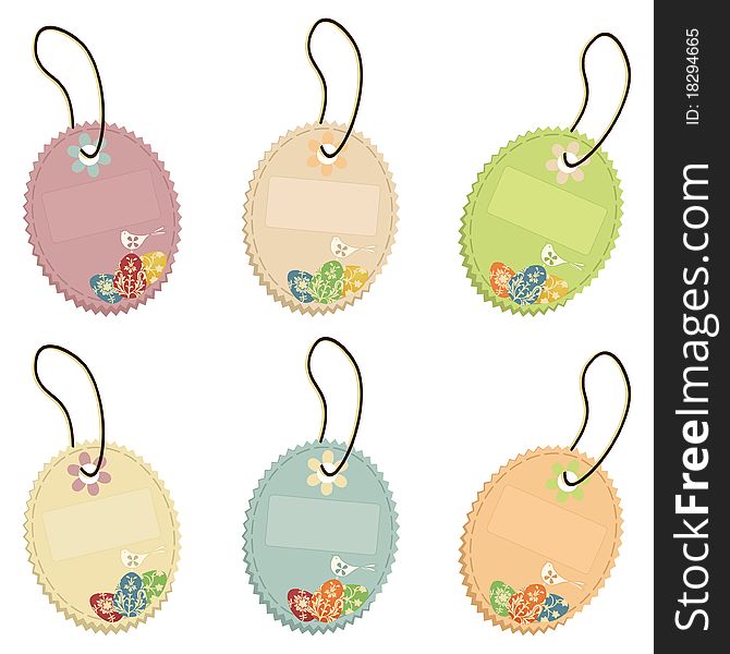 Set of easter cards on a cord. A illustration. Set of easter cards on a cord. A illustration
