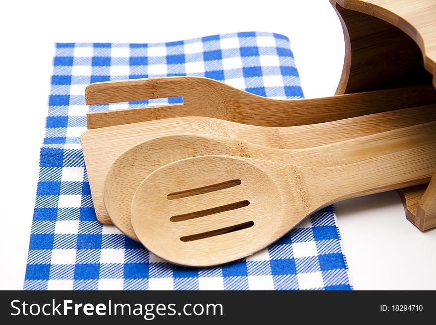 Cook spoon with tablecloth