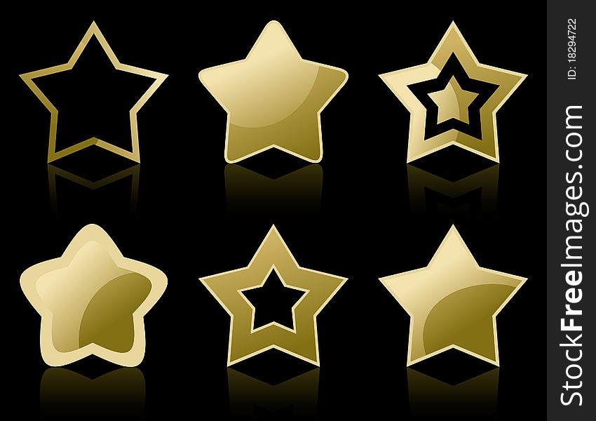 Set of icons of gold stars. A  illustration. Set of icons of gold stars. A  illustration