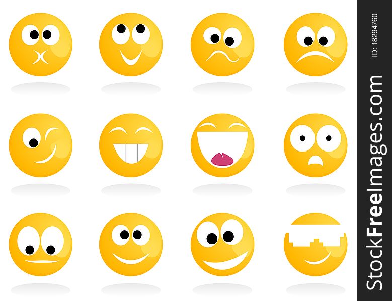 Set of cheerful and sad smiles. A illustration. Set of cheerful and sad smiles. A illustration
