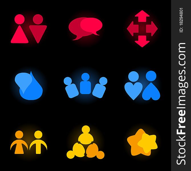 Set of users of different colour. A illustration. Set of users of different colour. A illustration