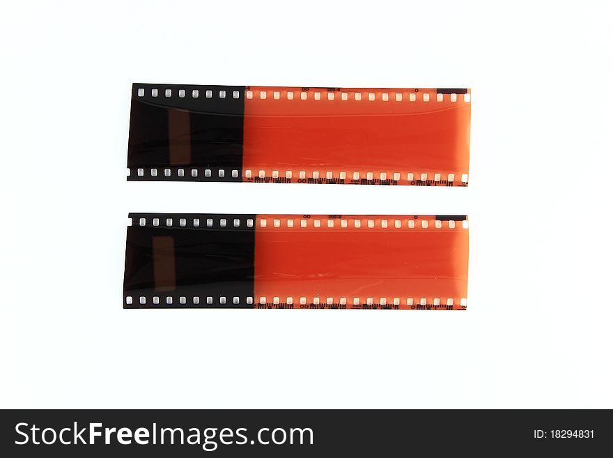 Film negative after process with blank photo.