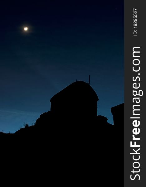 Observatory in the night shot take in santuario dinnammare ME Italy