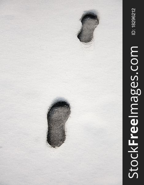 Footprints in the snow, snow
