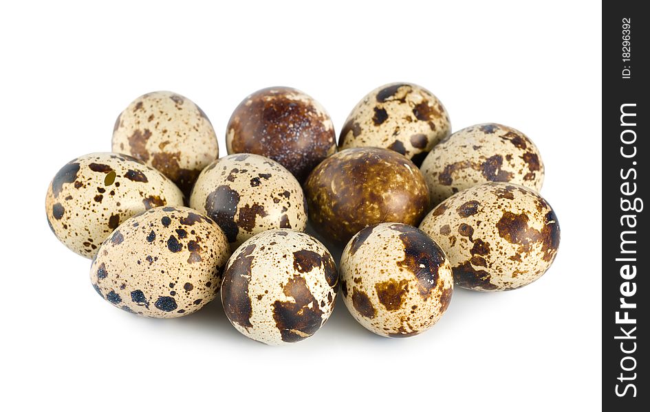 Quail eggs isolated on a white background