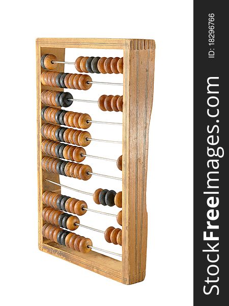 Old abacus isolated on a white background. Old abacus isolated on a white background