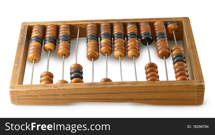 Old abacus isolated on a white background. Old abacus isolated on a white background