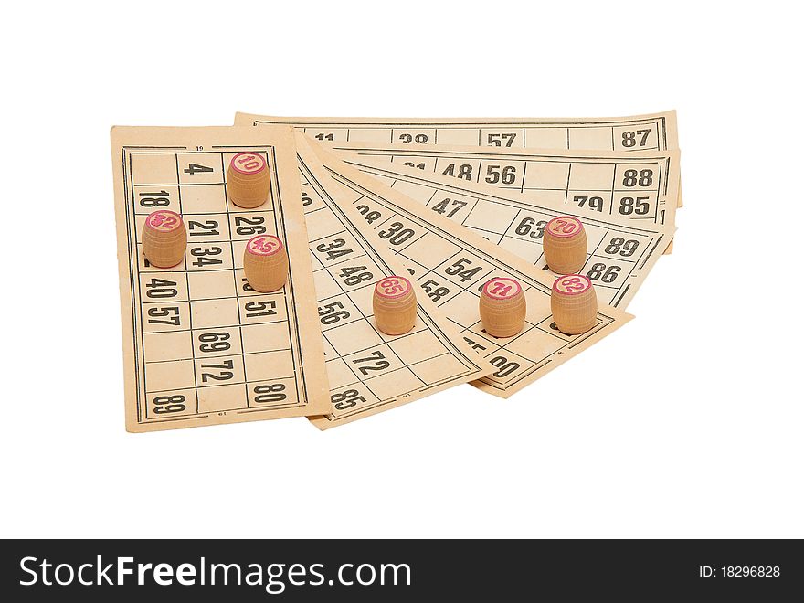 The lotto kegs on card isolated on a white background