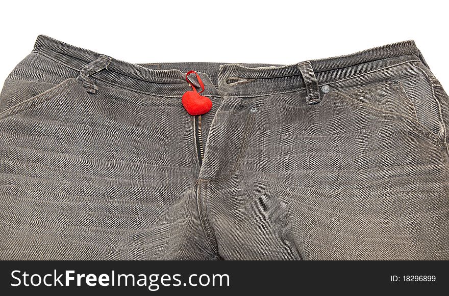 Jeans and heart isolated on a white background