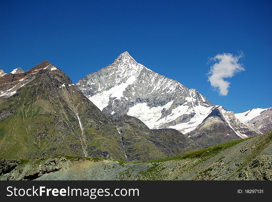 Large snowy peak in the Swiss Alps. Large snowy peak in the Swiss Alps