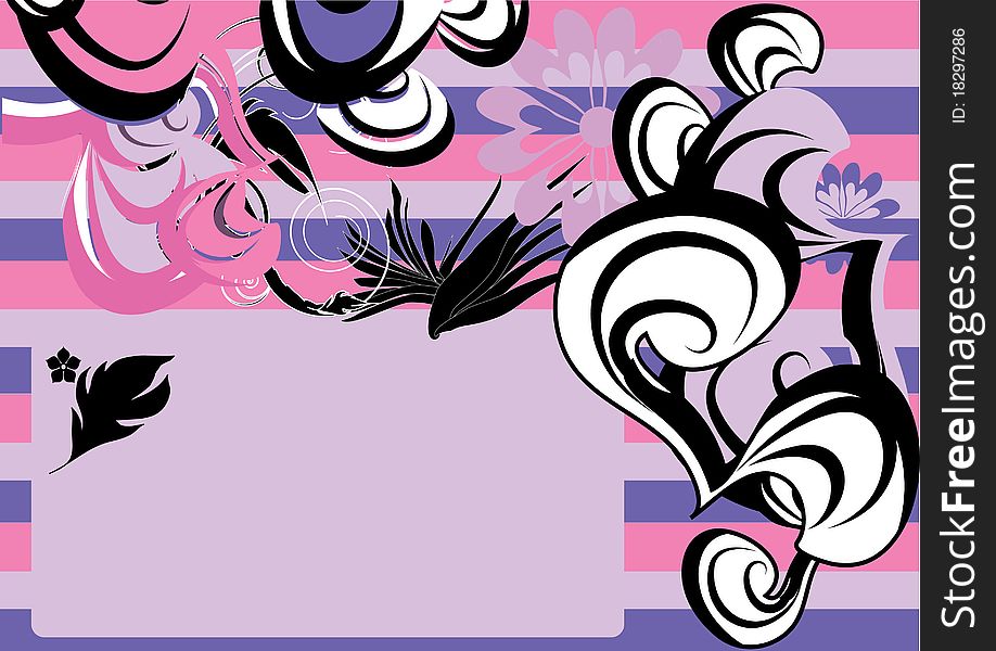 Decorative purple flowers with place for text