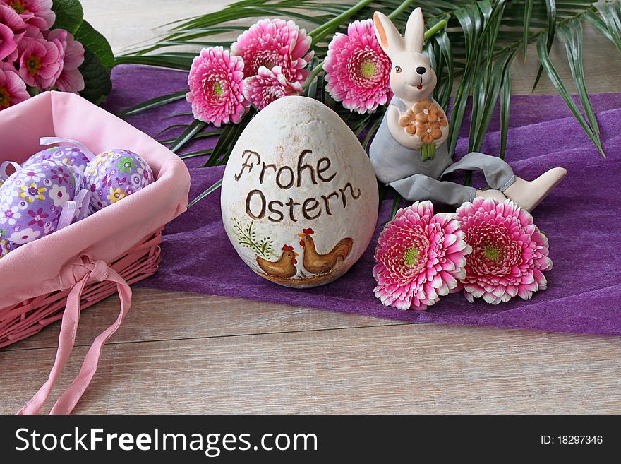 Easter egg with the inscription Frohe Ostern