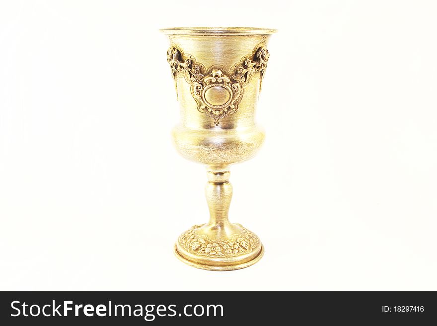 Silver bowl with a pattern on a white background