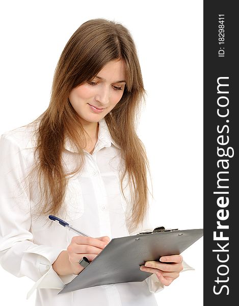 Businesswoman holding a folder