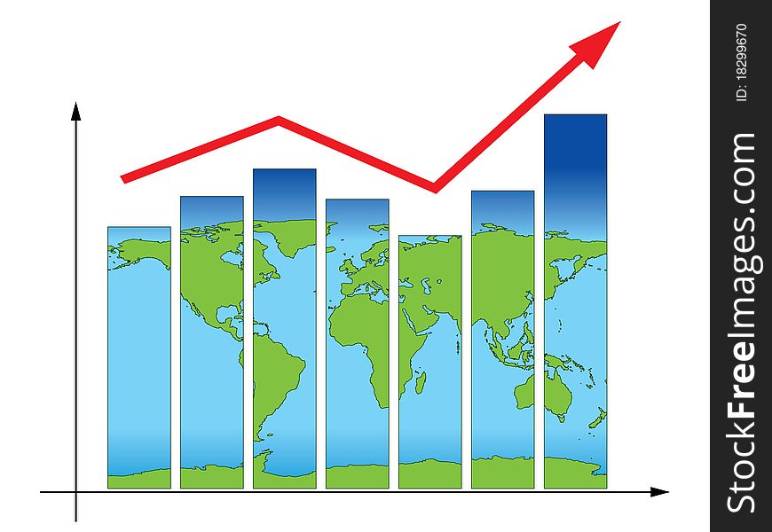 Vector illustration of an earth business graph