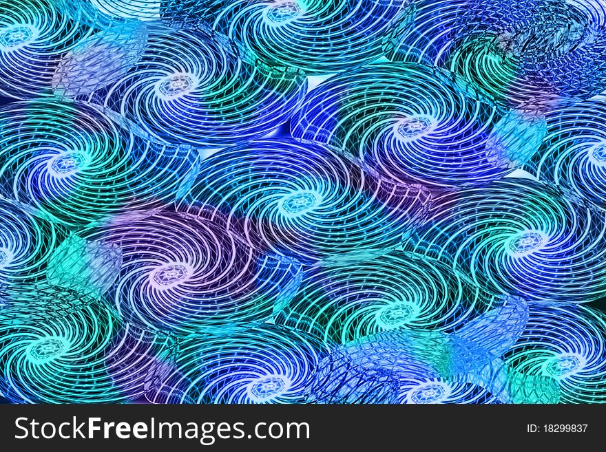 Illustration of light blue and turquoise spirals
