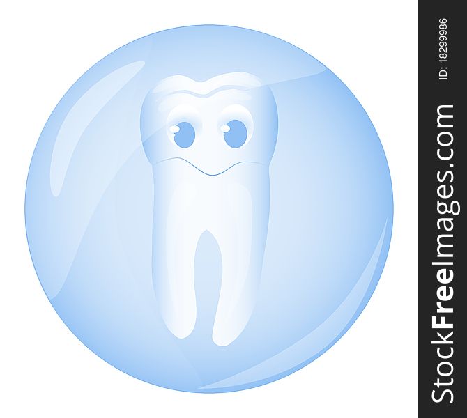 Tooth in a glass bowl on a white background, vector illustration, eps10
