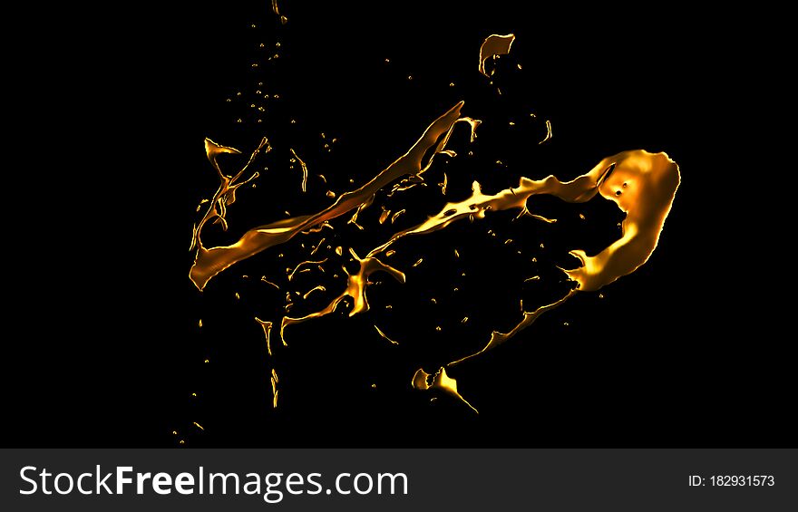 A splash of gold. 3d rendering, 3d illustration. A splash of gold. 3d rendering, 3d illustration