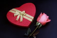Pink Rose With Gift Box Stock Photos Pink Rose With Gift Box Stock Photos