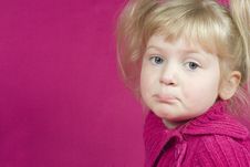Cute Girl In Pink Pouting Royalty Free Stock Photo