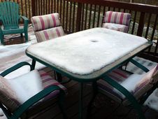 Snow On Patio Furniture Royalty Free Stock Images Snow On Patio Furniture Royalty Free Stock Images