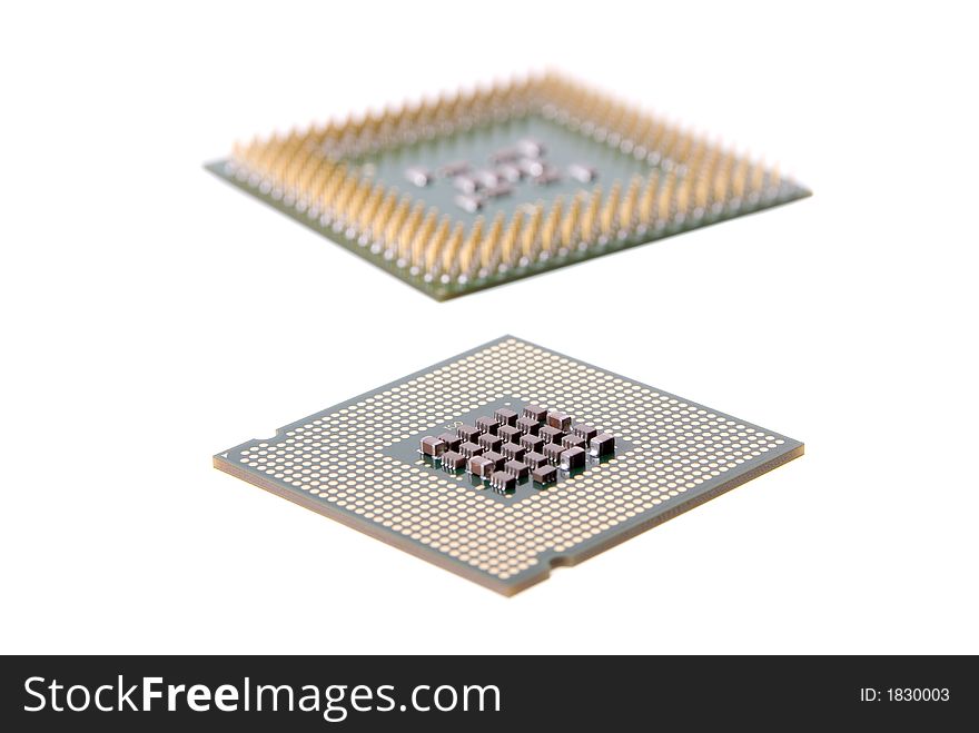 Micro processor isolated on white background.