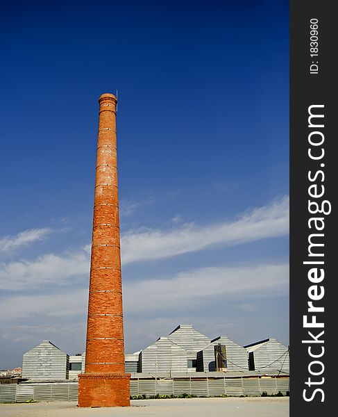 Big red brick chimney