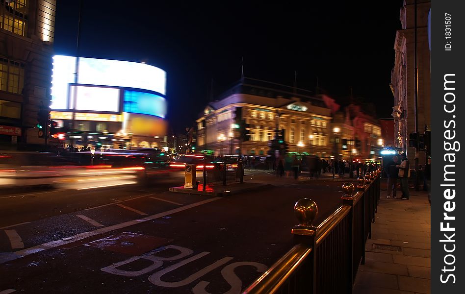 A night view of the Piccadilly Circus in London