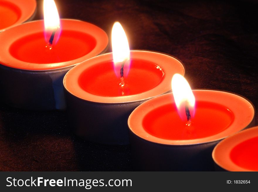 Red light candle decorations for celebrations, isolated