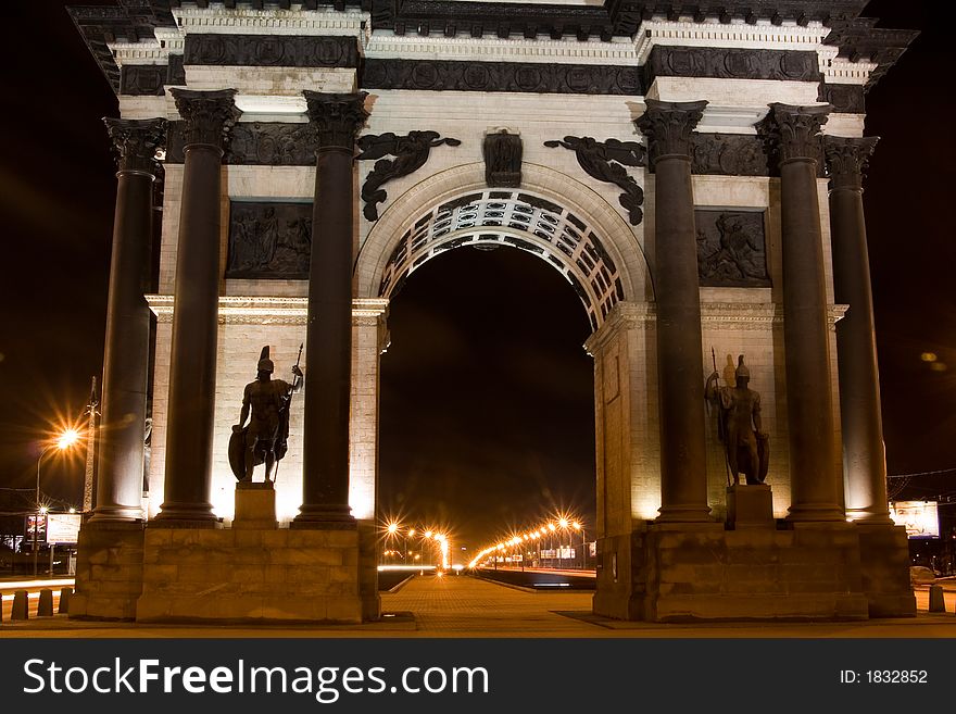 Triumphal arch in Moscow, Russia.