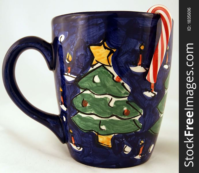 Christmas mug and candy cane