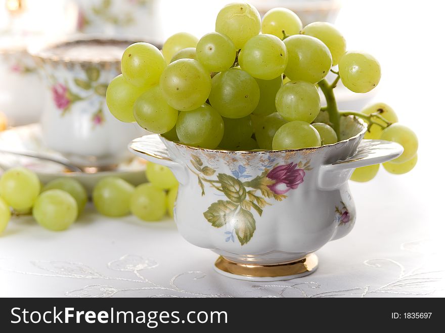 Fresh grapes fruit in porcelain. Fresh grapes fruit in porcelain.