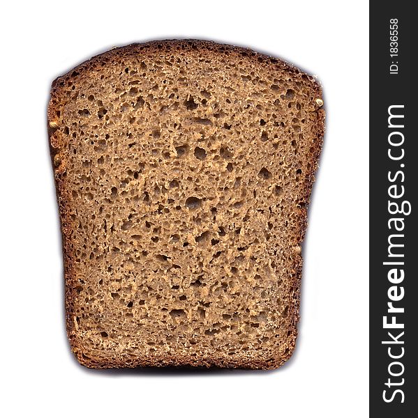 Hunk of rye bread on a white background