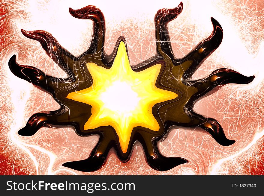 Colorful abstract picture with sun sign in the middle. Colorful abstract picture with sun sign in the middle