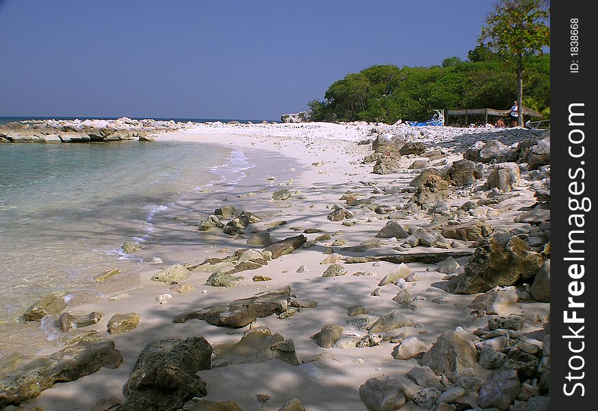 Sunlights bathes the sandy shore in Labadee, Haiti. Sunlights bathes the sandy shore in Labadee, Haiti