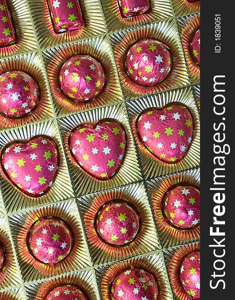 Box with chocolate candies, a valentine's day gift.