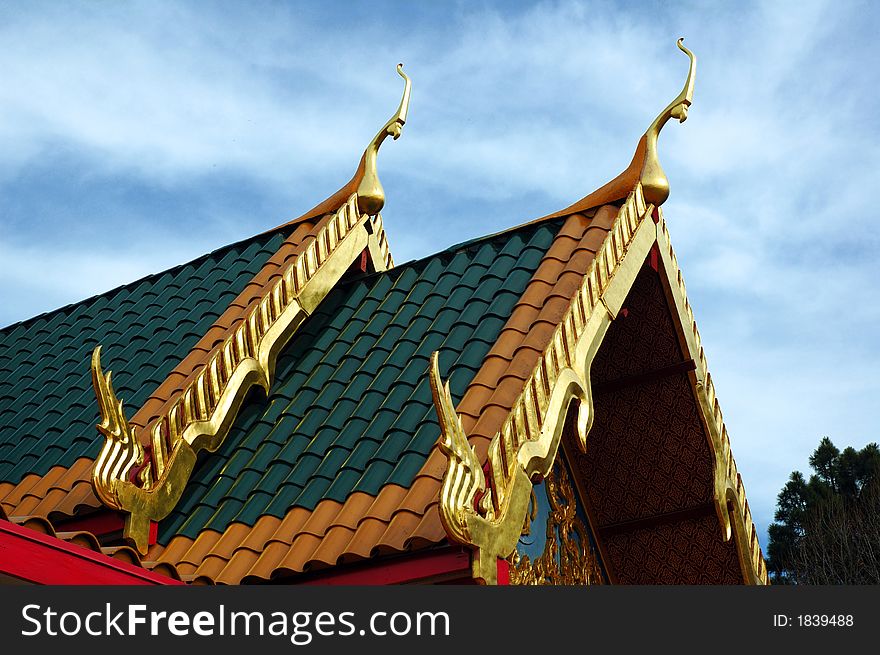 Roof Line Of Buddhist Monastary